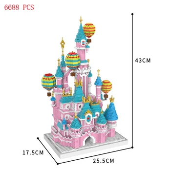 горещ Творчески света Парк класическата Карикатура розов приказен замък Дисниленд модел тухли микро диамант градивните елементи на играчки подарък
