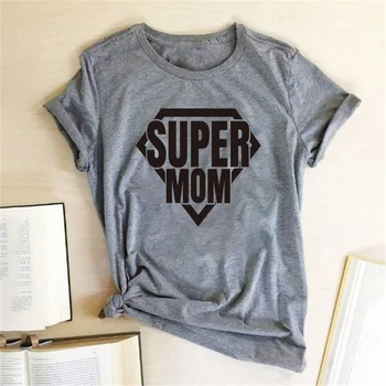 Тениска за Деня на майката, Женска тениска с принтом Супер Мама, ежедневни Забавна Тениска с Къс Ръкав, Подарък за Деня на Майката за една Дама, топ, в харадзюку