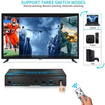 4K, HDMI-съвместим switch 2.0 3x1 4k60hz HDCP2.2 3 1 Изход 4K Аудио Екстрактор с дистанционно аудио вход Подкрепа SPDIF Out ARC