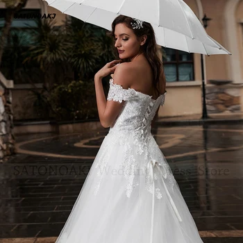 Vestidos De Новия Елегантна Сватбена рокля в стил бохо 2023 за Жени с открити рамене, Дантелени Апликации, Сватбената рокля Princesa, Robe Mariée
