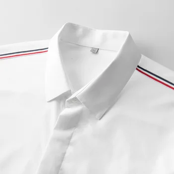 2022 Бели Ризи с Дълъг Ръкав за Мъже в Ивица със Странични Висококачествени Ежедневни Бизнес Ризи, Мъжки Модни Тенденции