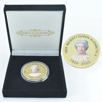 Нейно Величество Кралица Елизабет II Златна Възпоменателна Монета Позлатени Магазин Монетен Блок