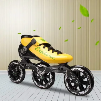 3x125 мм пътна обувки за конькобежного спортни мъжки обувки за възрастни маратон бързо състезание пързаляне с кънки на 3 колела, изработени от въглеродни влакна ежедневни спортни ролкови патина