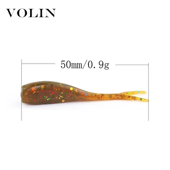VOLIN 20pcs Стръв За Риболов на Пъстърва 50 mm 0,9 грама на Силиконовата Примамка Мека Изкуствена Фалшива Примамка Риболовни Примамки Shad Воблери Swimbait