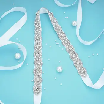 (1 бр.) кристал Сватбен колан сватба с кристалалми и кристали аксесоари за сватбена рокля колан-кушак за сватбена рокля WDD1055