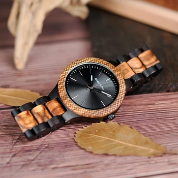 BOBO BIRD Едро Класически Мъжки Дървени часовници, Ръчни часовници с Логото на Поръчка, Мъжки Часовници с мрежесто Безелем relogio masculino LD30-1