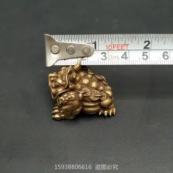 Изискан твърд месинг трикрак паричен кабел щастливата златна жаба медна дръжка малък орнамент