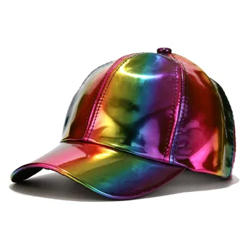 Луксозна Модерна Шапка в стил хип-хоп, с Преливащи се цветове Шапки за най-различни Цветове Шапки За Мъже, бейзболна шапка От Изкуствена Кожа, Аксесоари За Дамски Дрехи