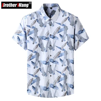 По-големи размери XXL-10XL, Лятна мъжка Риза с Къс ръкав, Хавайски Плажна Риза с Флорална Принтом, Ежедневни мъжки марка дрехи
