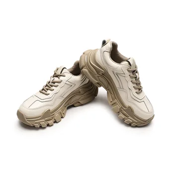KYG / Дамски Маратонки, Удобни обувки от естествена кожа, дантела, Дамски Обувки На Платформа, Четырехсезонная Градинска Ежедневни Студентски Спортни Обувки